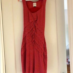 Red & tan stripped Body Con Dress